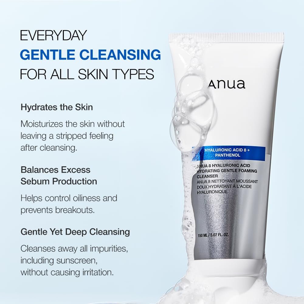ANUA 8 Hyaluronic Acid Hydrating Gentle Foaming Cleanser (150ml) - Fanxi Life