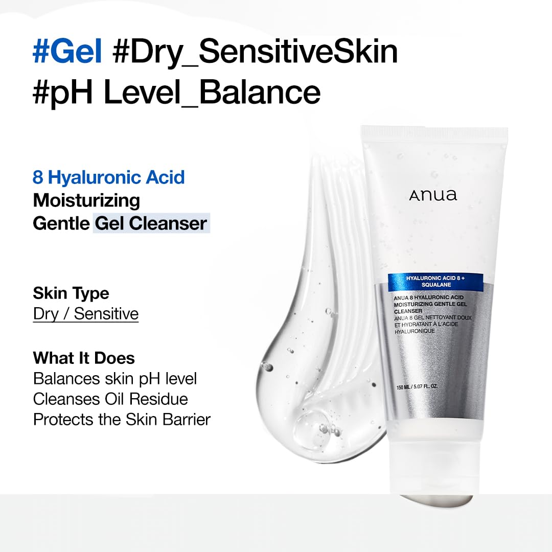 ANUA 8 Hyaluronic Acid Moisturizing Gentle Gel Cleanser (150ml) - Fanxi Life