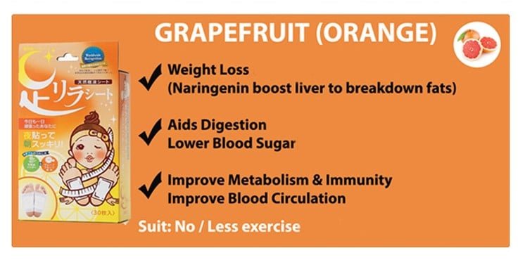 Ashirira Foot Relax Sheet: Grapefruit (1 BOX / 30 PCs) - Fanxi Life